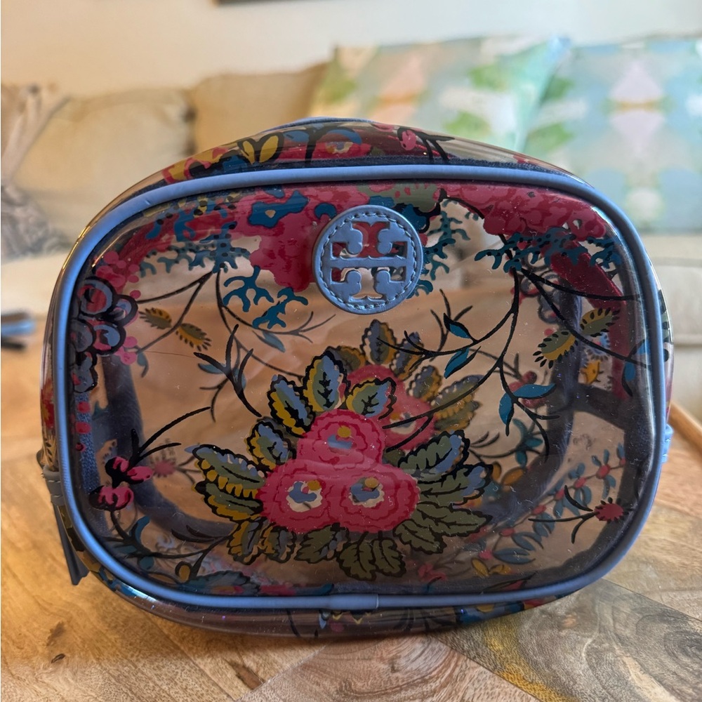 Tory Burch Floral Transparent Cosmetic Bag